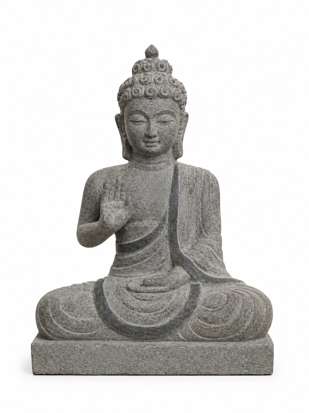 Abhaya Mudra Buddha Black Stone Statue