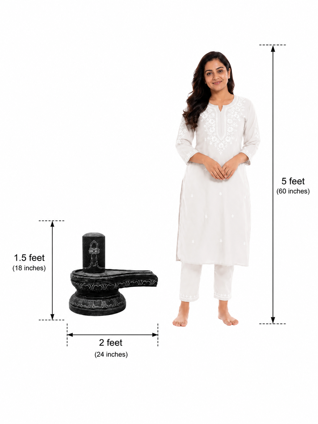 Hand-carved 1.5 ft Shiva Lingam statue in natural stone, product view 5 highlighting the sacred form and carved details.