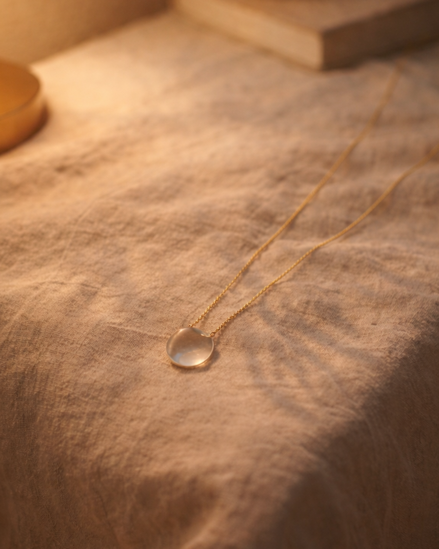 Clear Quartz Coin Pendant