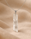 Raw Clear Quartz Stainless Steel Chain Pendant