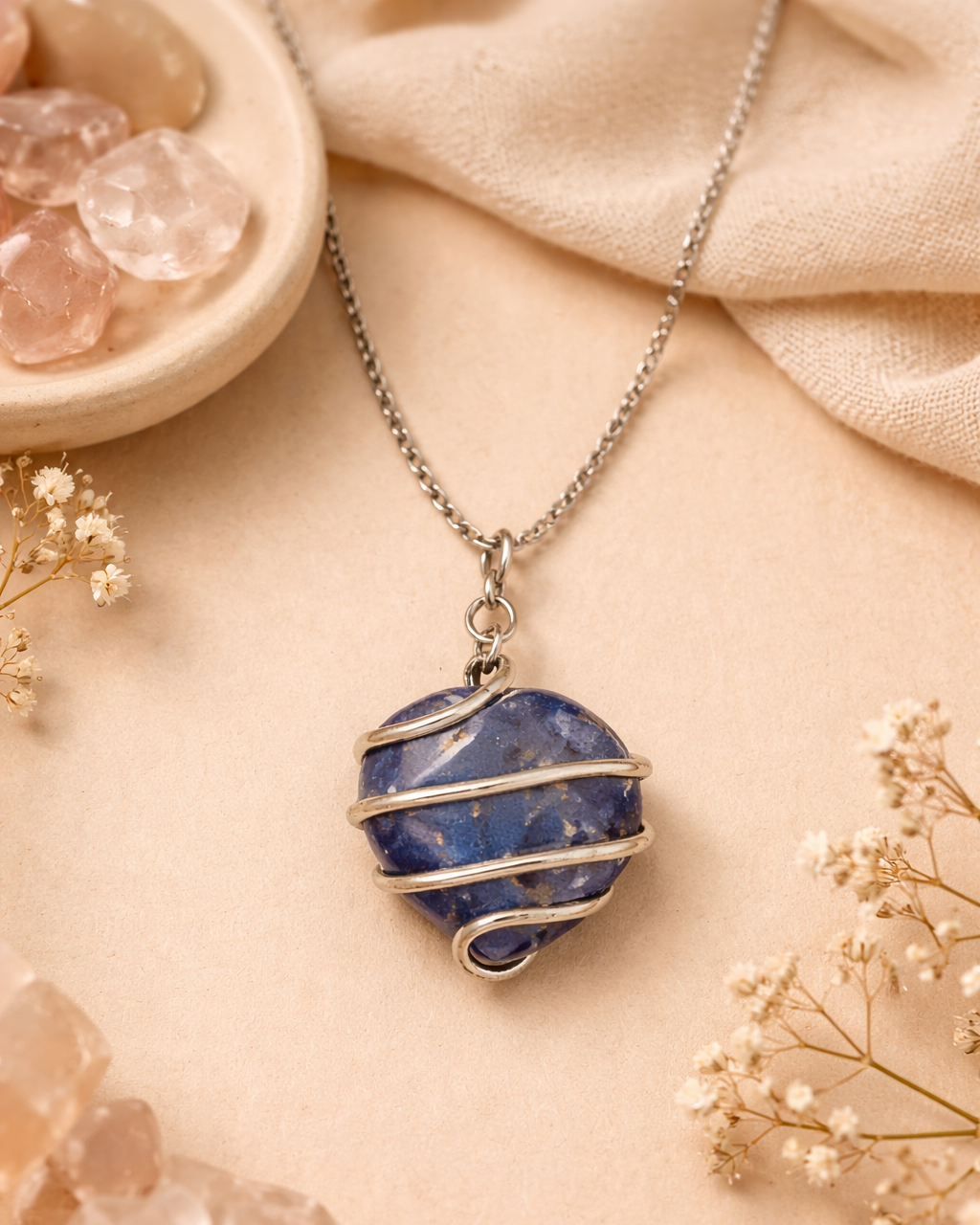 Lapis Lazuli Natural Crystal Wrap Pendant
