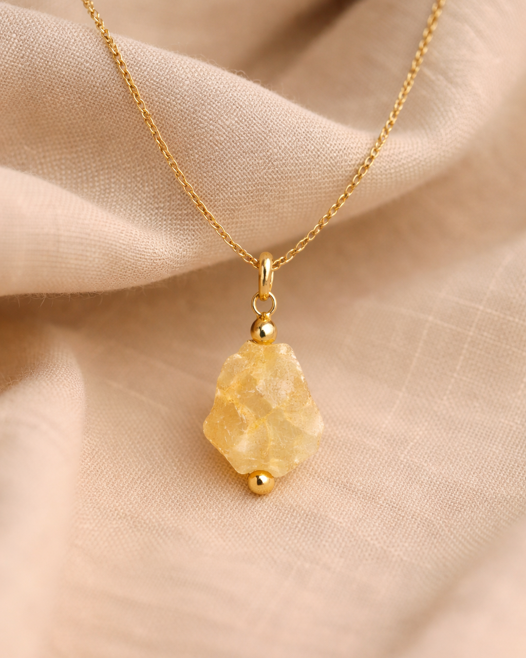 Citrine Wire-Wrapped Stone Pendant