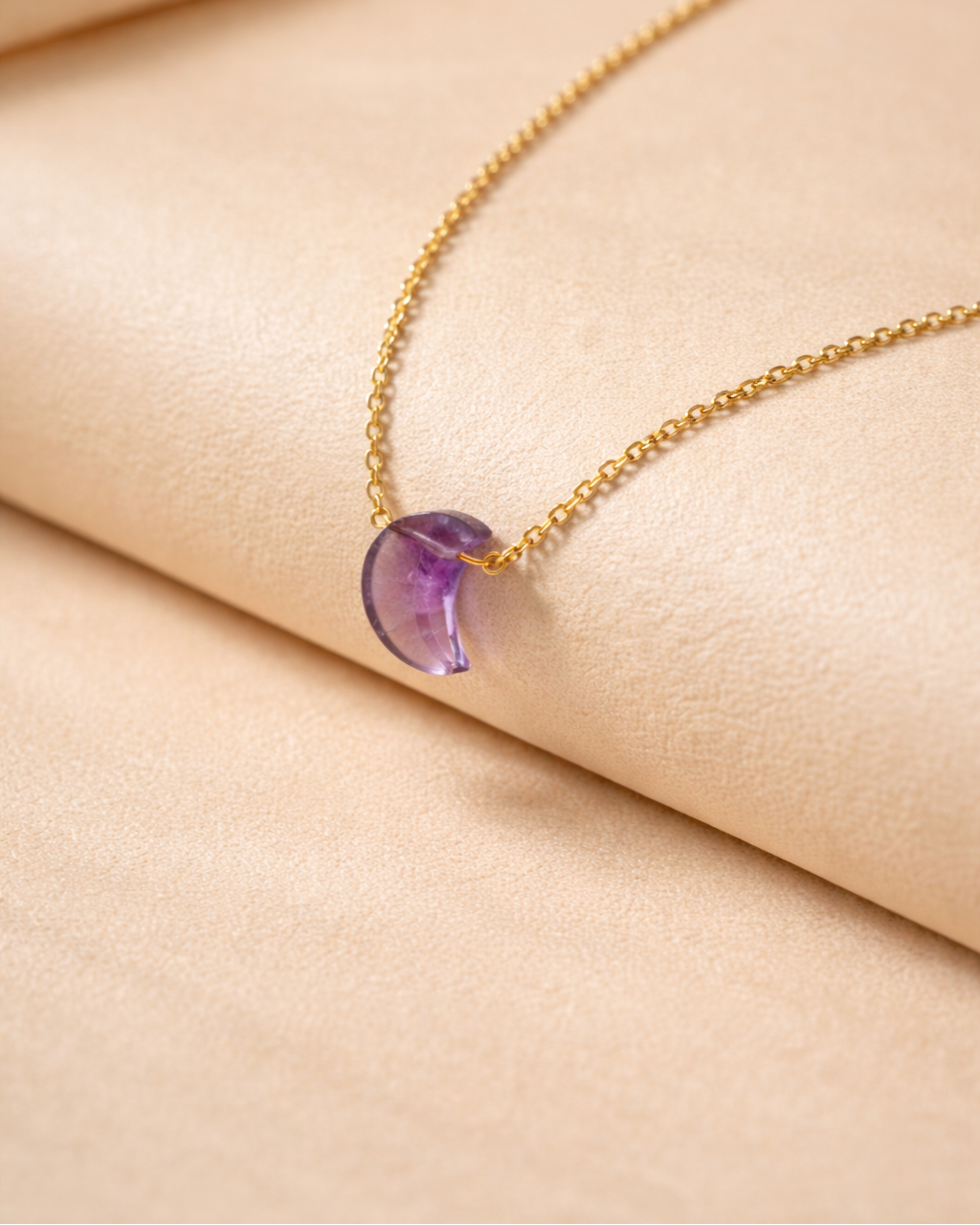 amethyst crescent moon necklace natural amethyst gemstone gold chain rex stones