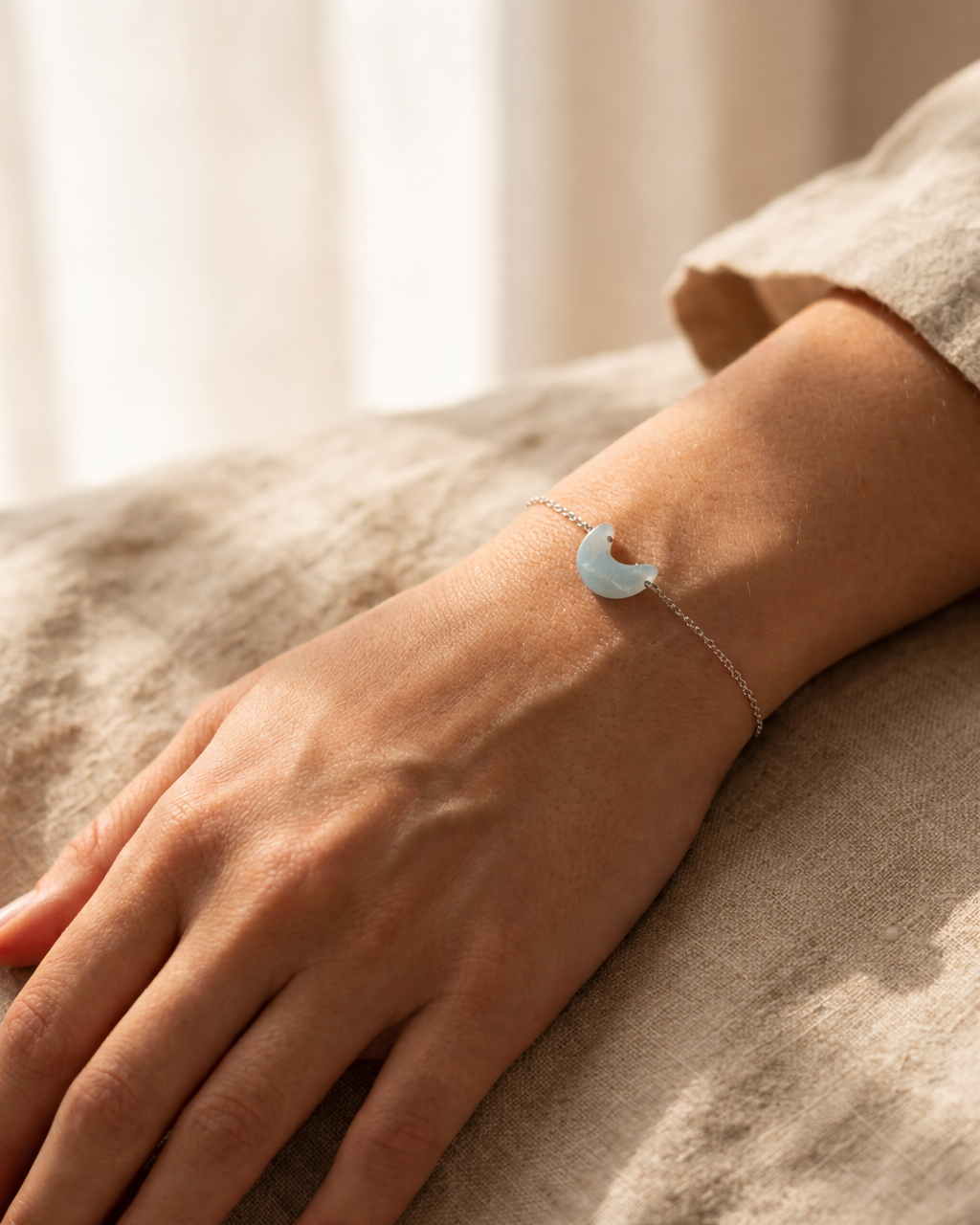 Aquamarine Moon Bracelet