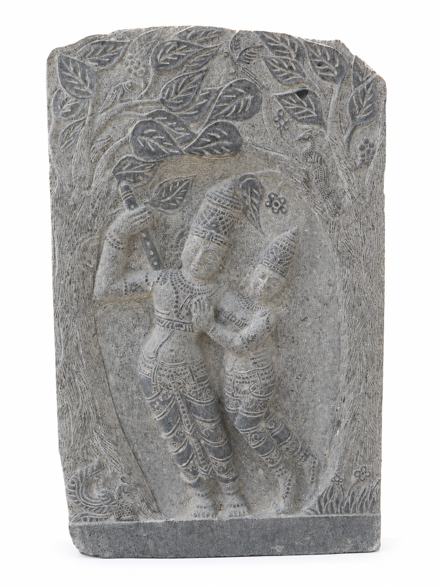 3.3 ft Krishna Beneath the Sacred Tree Relief