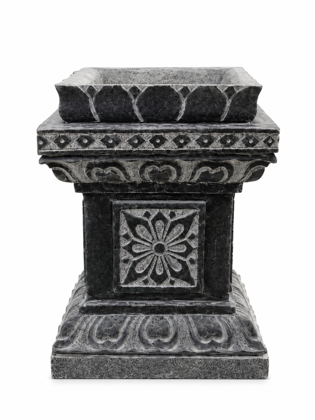 1.3 ft Ornate Carved Stone Pedestal