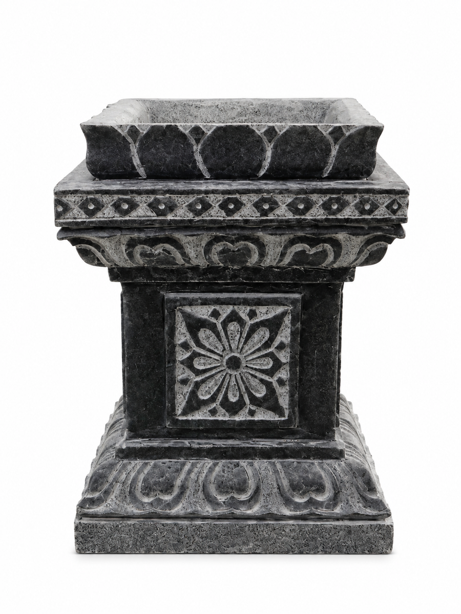 1.3 ft Ornate Carved Stone Pedestal