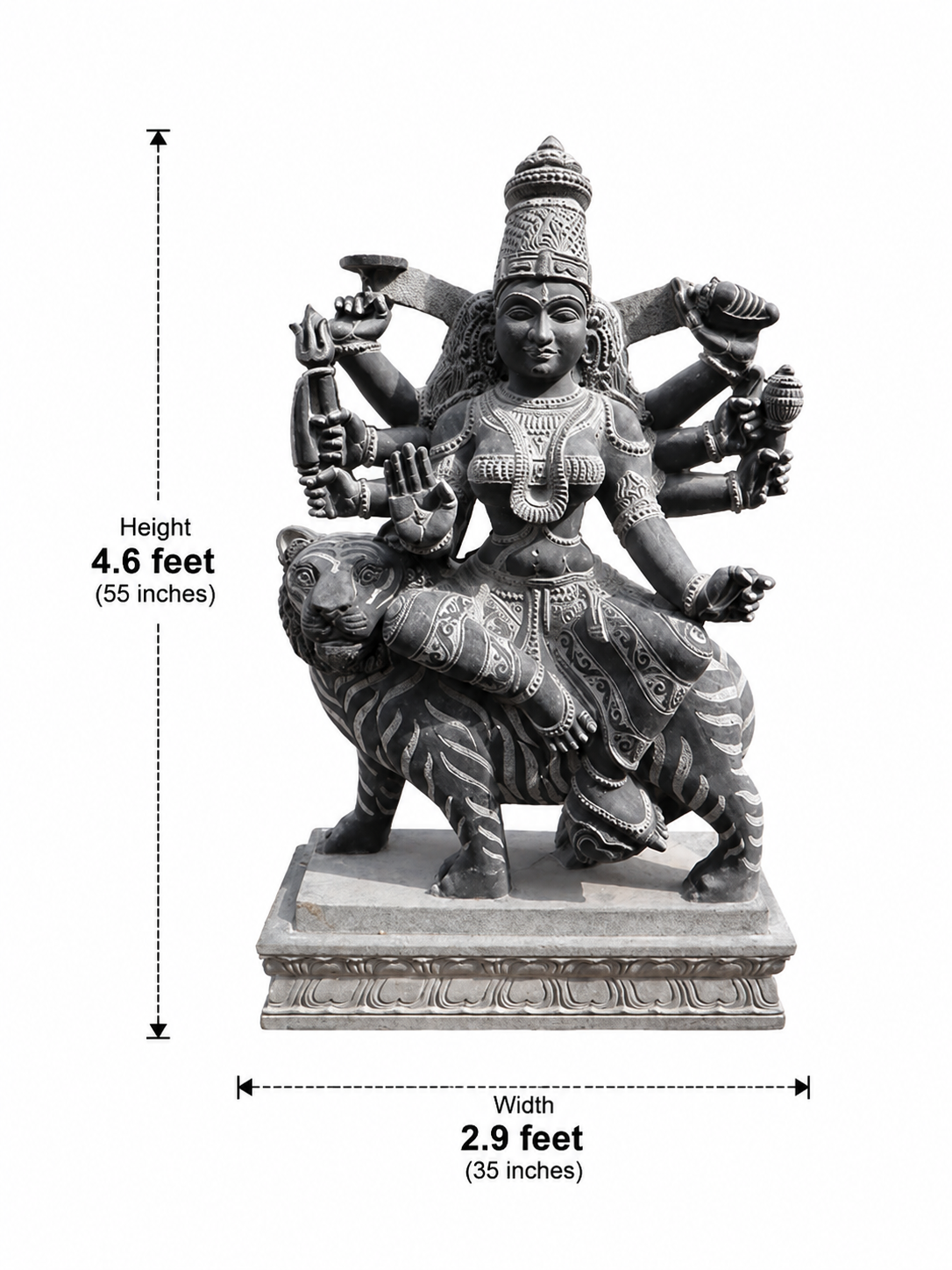 4.6 ft Durga Devi Riding Tiger Statue