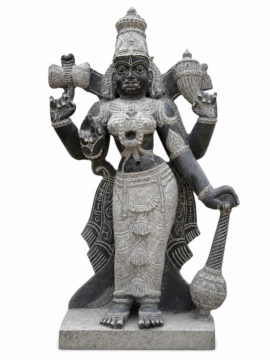 Thuvara Sakthi Lift Side Black Stone Statue