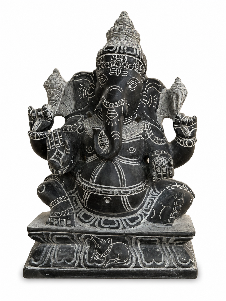 Sri Siddhi Ganesha Black Stone Statue