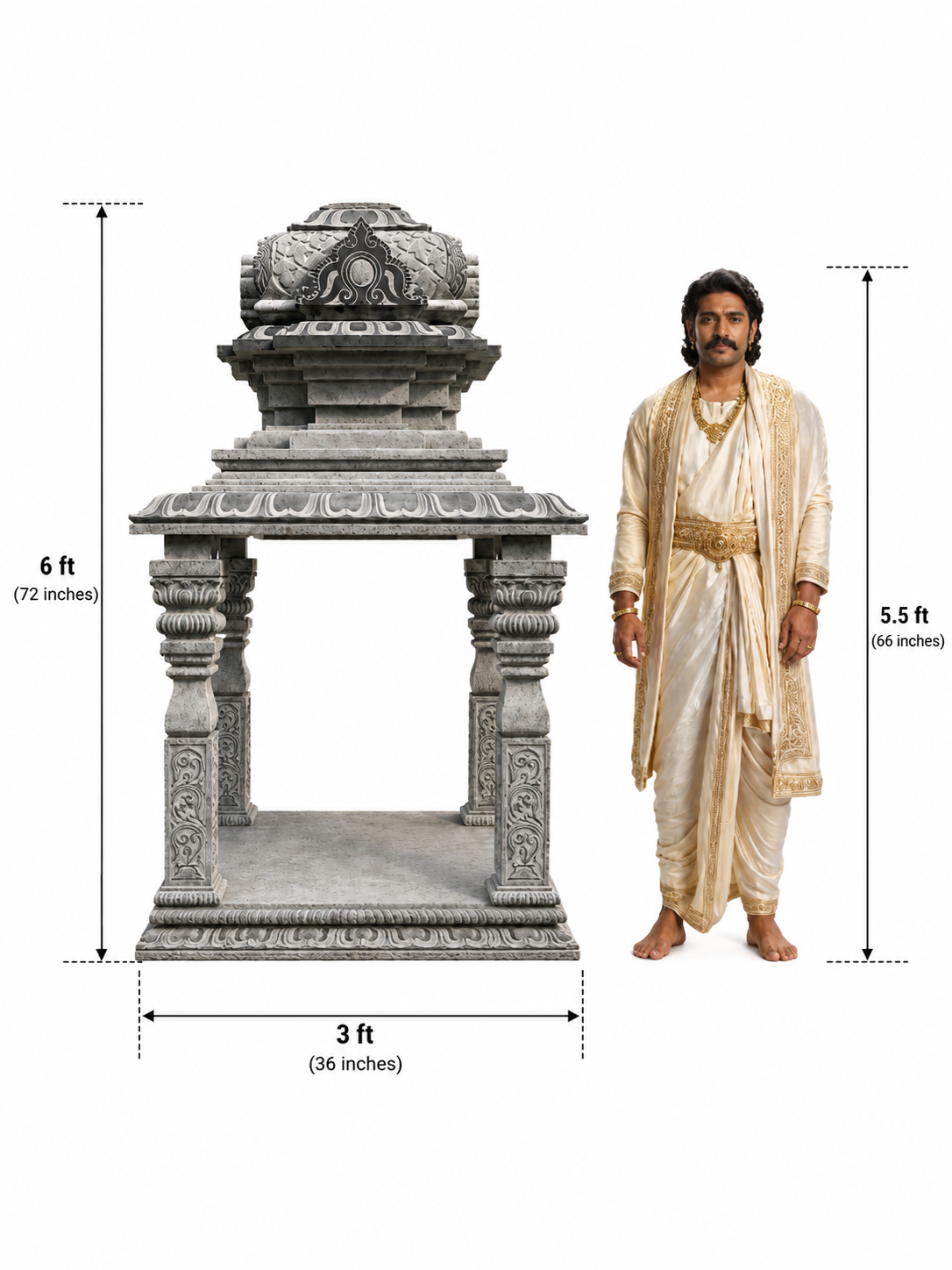 6 ft Traditional Carved Stone Mandapam