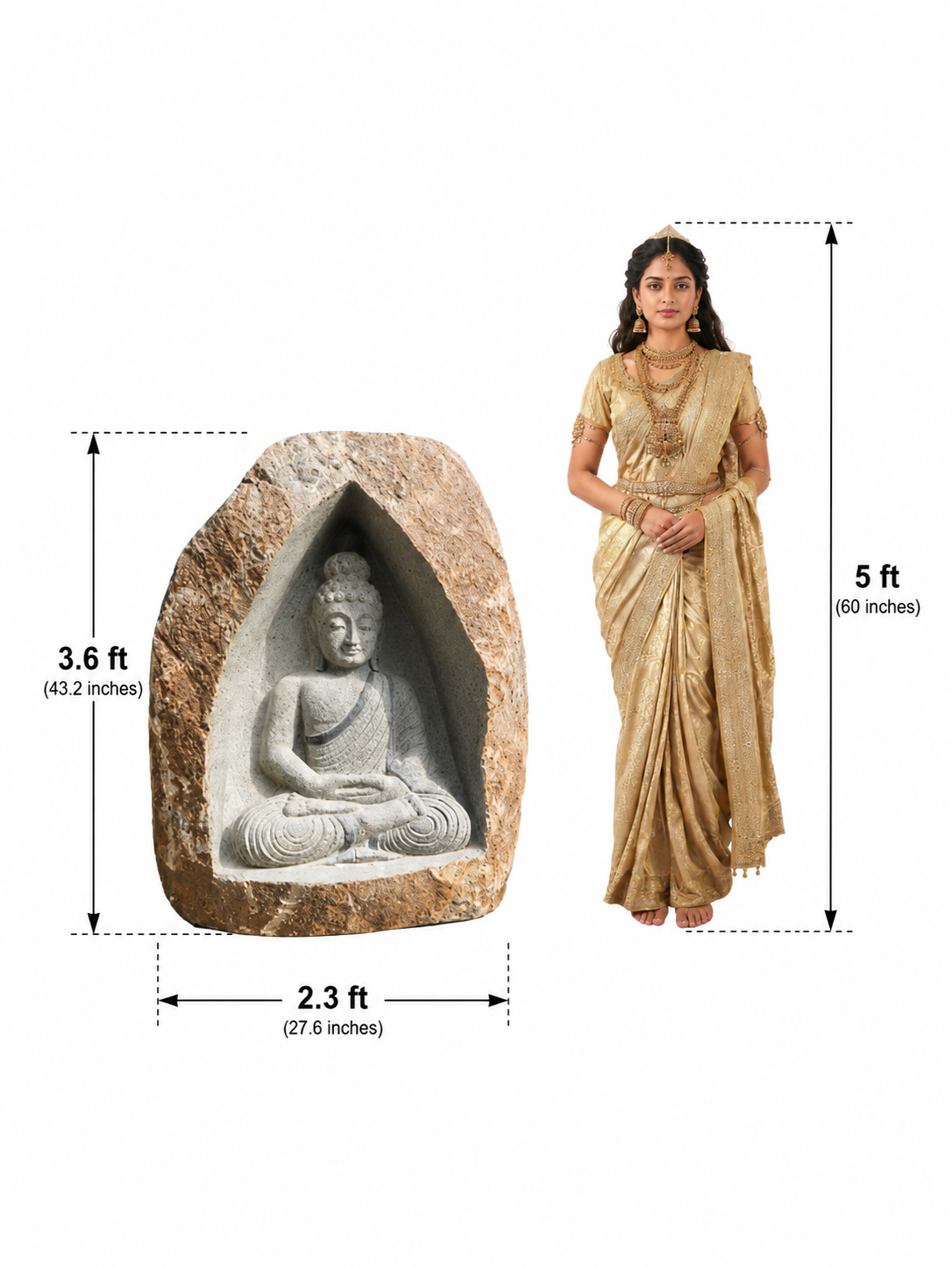 3.6 ft Buddha Boulder Statue