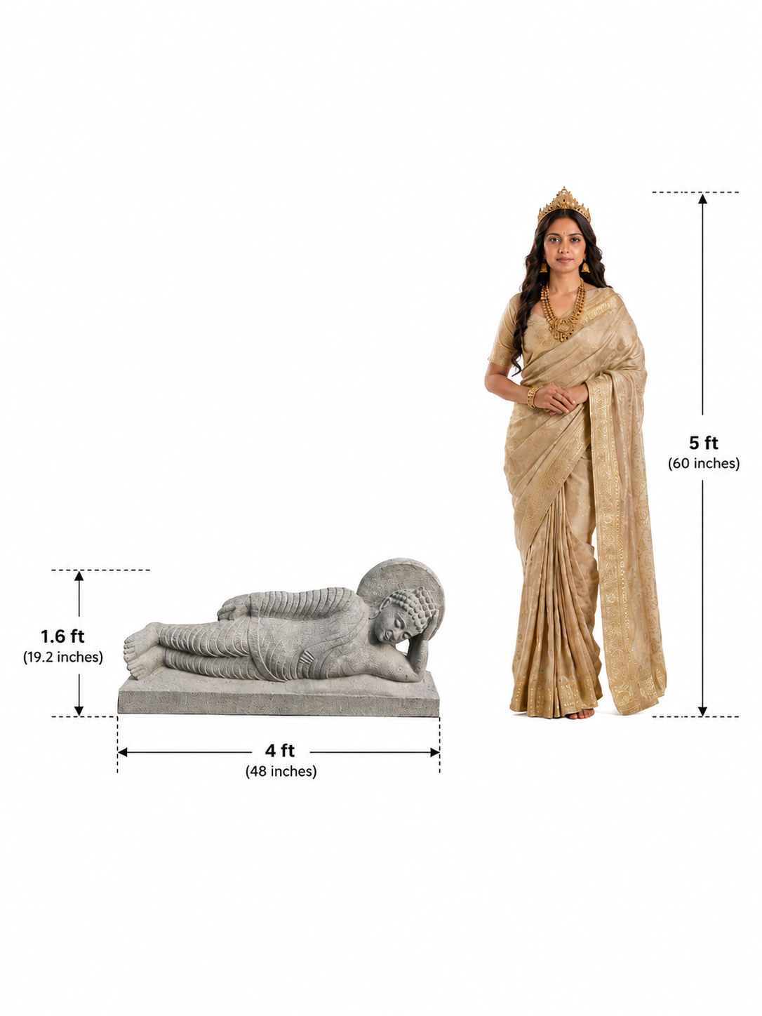 1.6 ft Reclining Buddha Parinirvana Statue