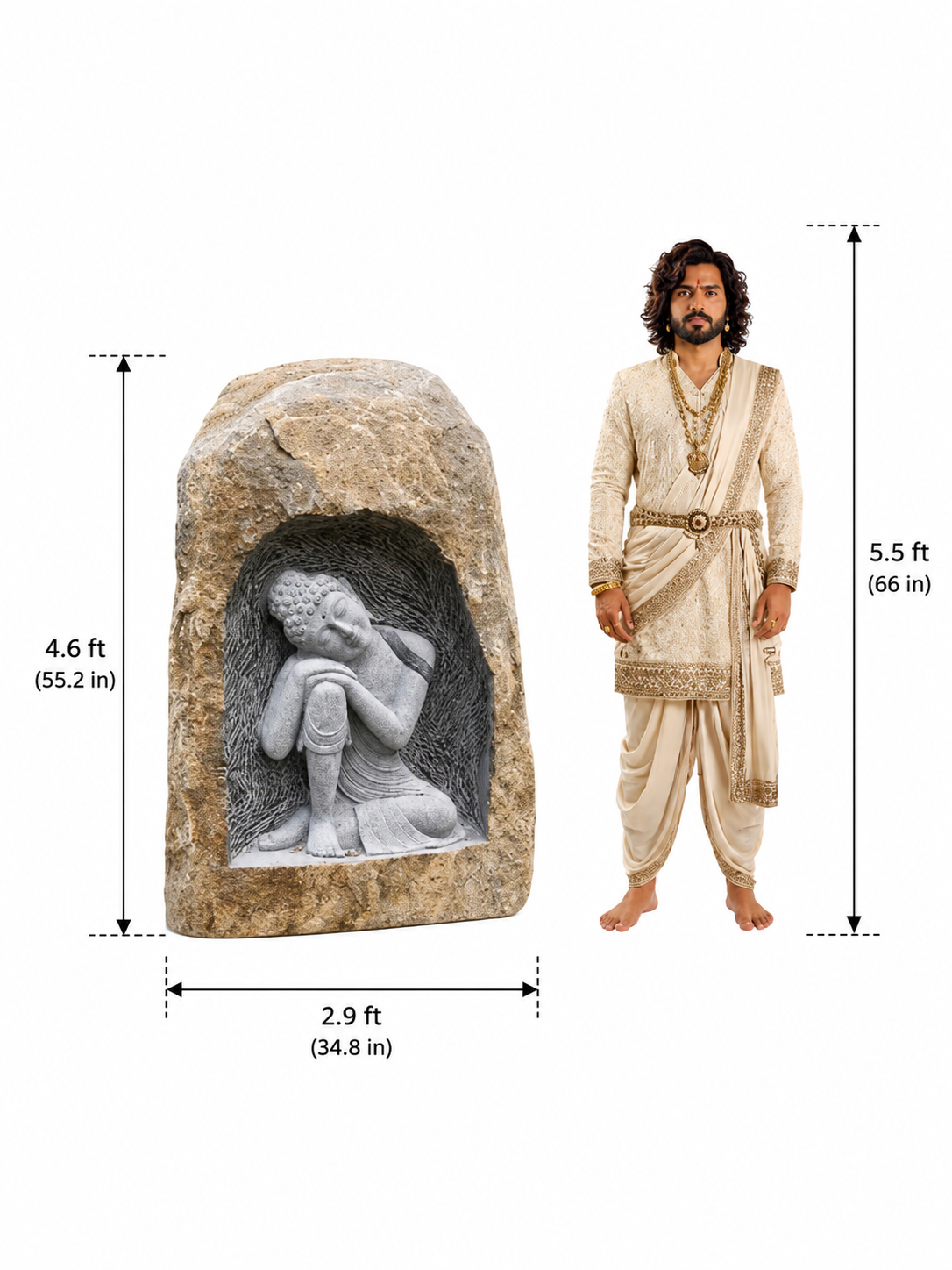 4.6 ft Resting Buddha Natural Boulder Sculpture