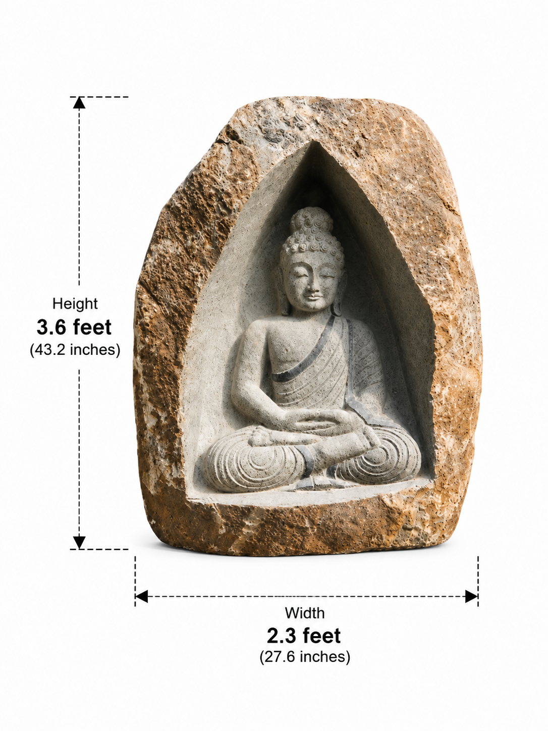 3.6 ft Buddha Boulder Statue