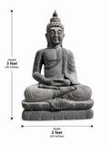 3 ft Meditating Buddha on Lotus Throne Statue