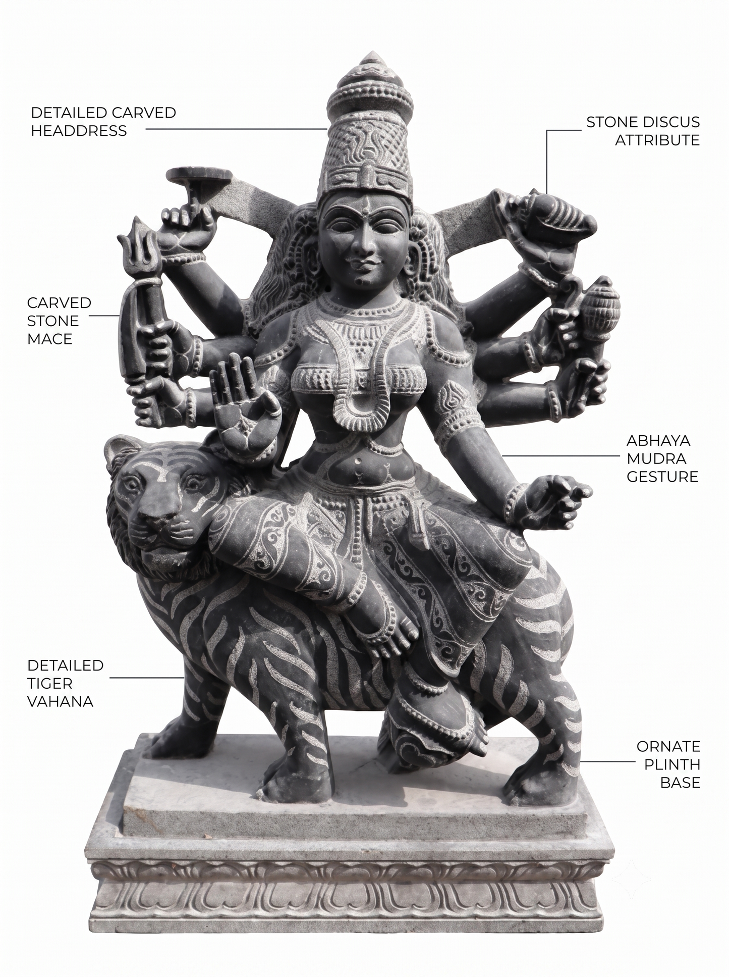 4.6 ft Durga Devi Riding Tiger Statue