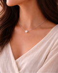 Natural Pearl Minimal Necklace – Elegant Silver Chain