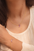 amethyst crescent moon necklace natural amethyst gemstone worn necklace rex stones