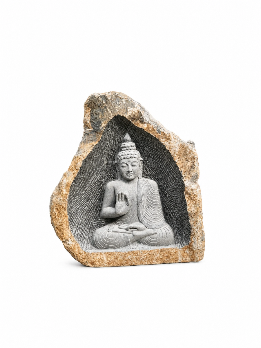4.6 ft Blessing Buddha Boulder Sculpture