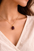 Garnet Raw Drilled Gold-Plated Necklace
