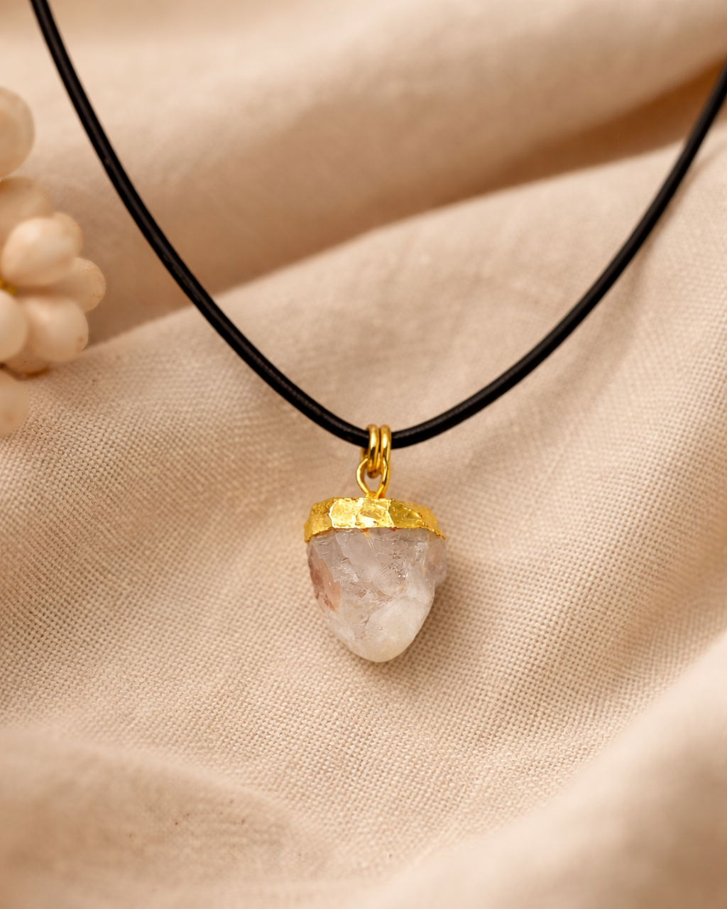 Raw Clear Quartz Cord Pendant