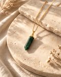green aventurine mens bullet pendant on chain showing green natural stone