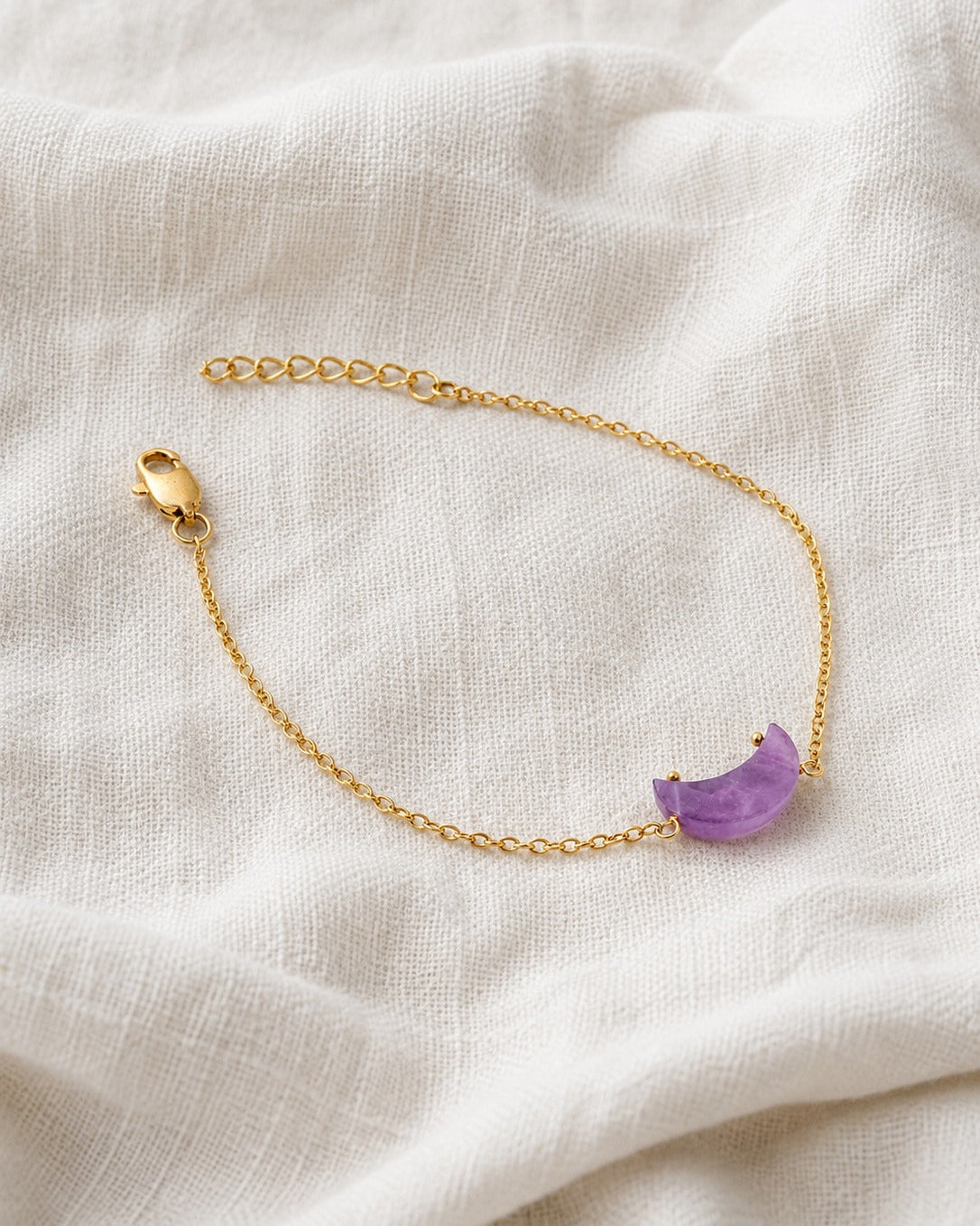 natural amethyst crescent moon bracelet rex stones