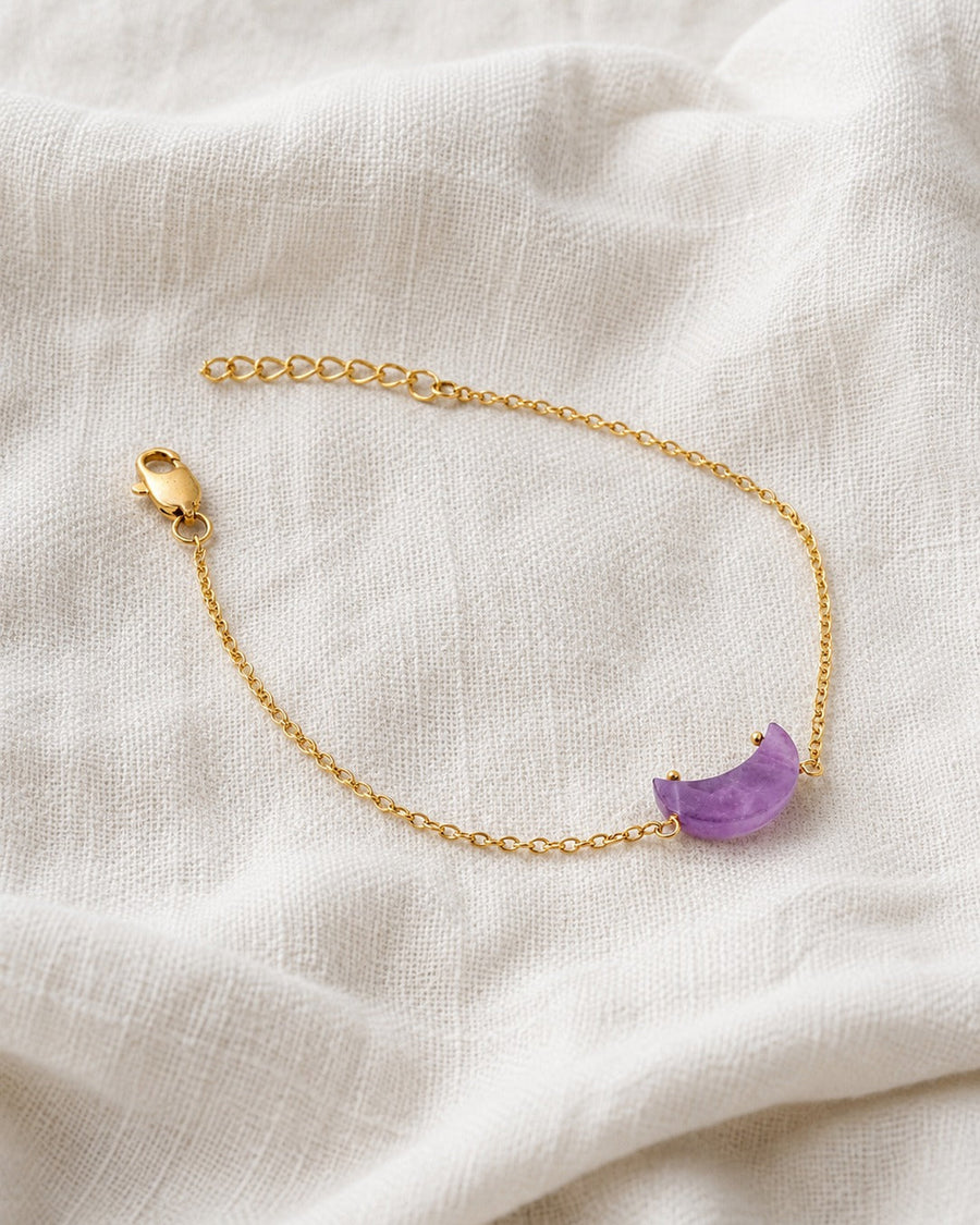 natural amethyst crescent moon bracelet rex stones