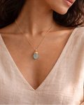 close up of natural aquamarine electroplated stone pendant rex stones