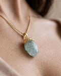 natural aquamarine electroplated stone pendant necklace rex stones