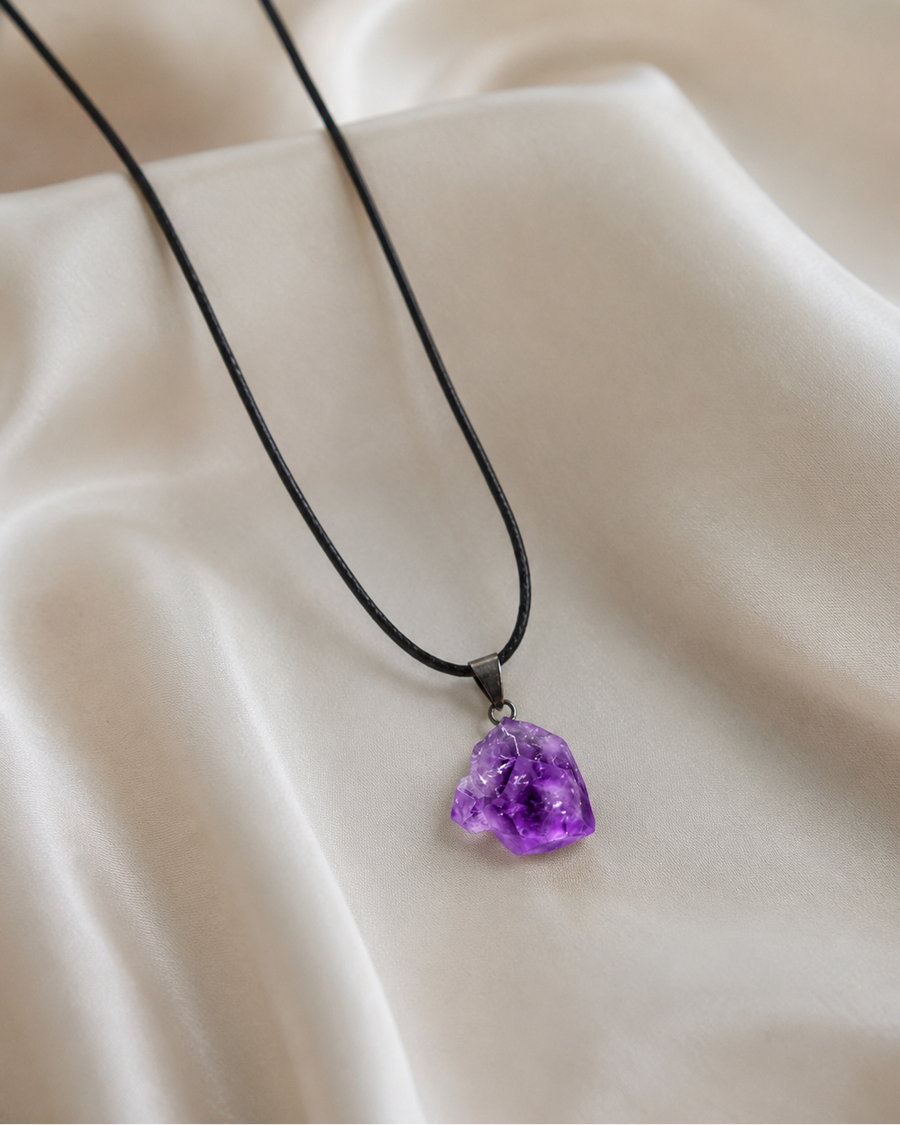 natural raw amethyst stone pendant necklace rex stones