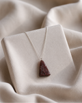 natural red stone triangle pendant necklace on display rex stones