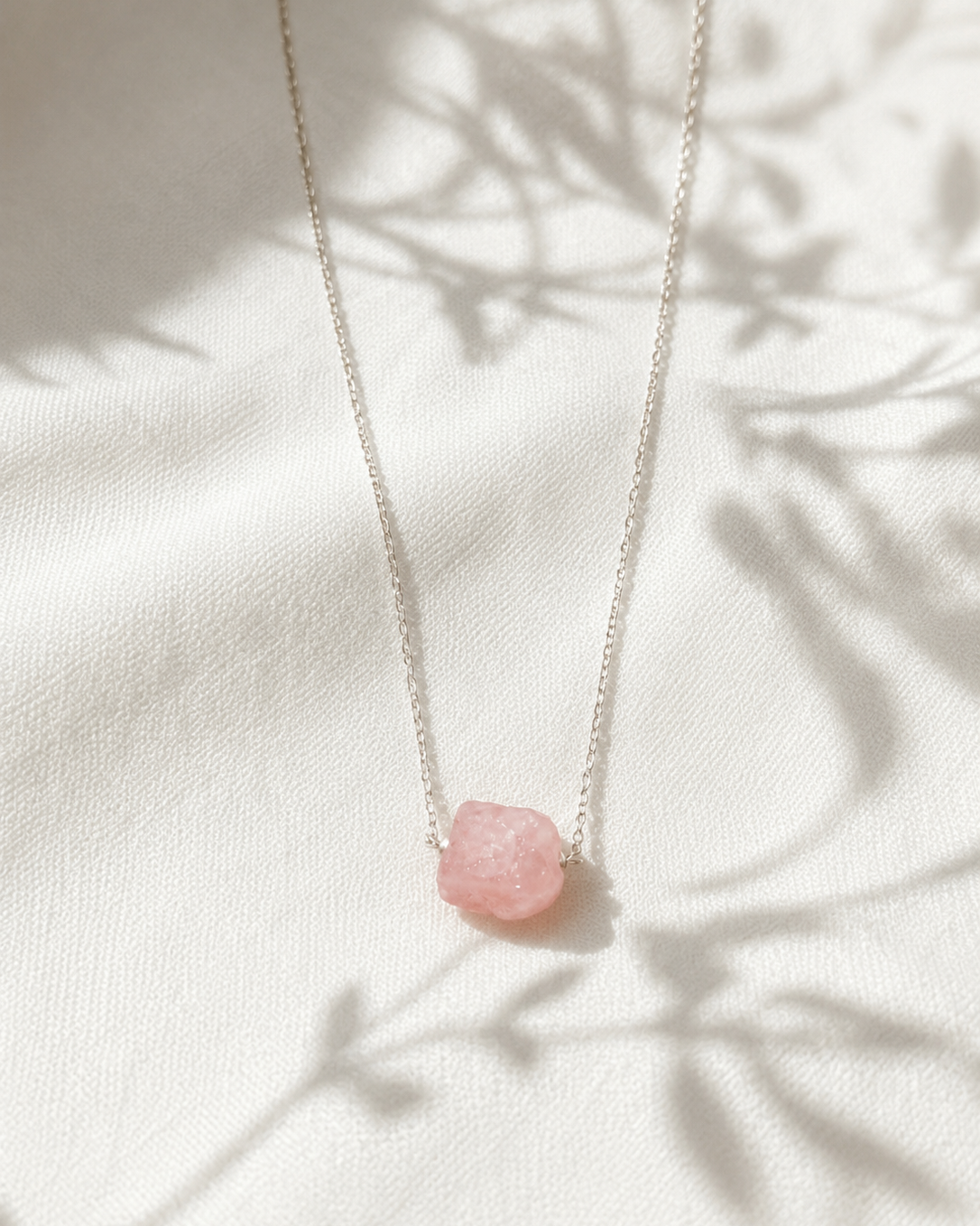 natural rose quartz raw stone necklace rex stones