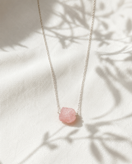 natural rose quartz raw stone necklace rex stones