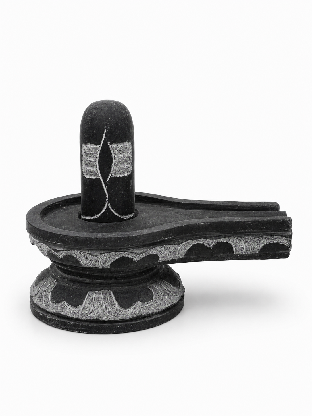 Hand-carved 0.5 ft Third Eye Shiva Lingam statue in natural stone, product view 1 highlighting the sacred carving and form.