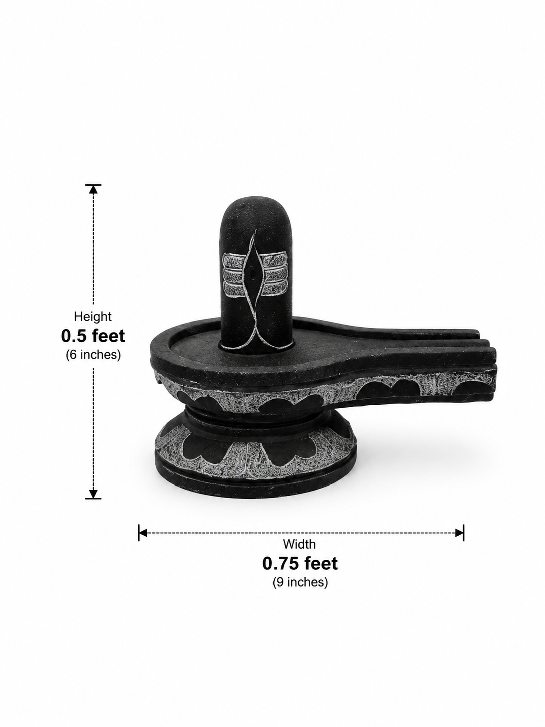 Hand-carved 0.5 ft Third Eye Shiva Lingam statue in natural stone, product view 4 highlighting the sacred carving and form.