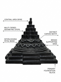 Hand-carved 0.6 ft Sakkara pyramid statue in natural stone, product view 2 highlighting the geometric form and carved details.