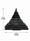 Hand-carved 0.6 ft Sakkara pyramid statue in natural stone, product view 3 highlighting the geometric form and carved details.