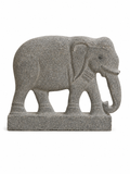 Hand-carved 0.75 ft Airavata celestial elephant statue in natural stone, product view 1 highlighting the animal form and carved details.