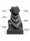 Hand-carved 0.8 ft Adhikara Nandi statue in natural stone, product view 2 highlighting the sculpture and carved details.