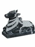 Hand-carved 0.8 ft Adhikara Nandi statue in natural stone, product view 3 highlighting the sculpture and carved details.