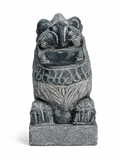 Hand-carved 0.8 ft Simha Vahanam lion statue in natural stone, product view 4 highlighting the animal form and carved details.