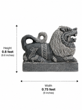 Hand-carved 0.8 ft Simha Vahanam lion statue in natural stone, product view 6 highlighting the animal form and carved details.