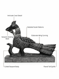 Hand-carved 0.83 ft Mayil Vahanam peacock sculpture in natural stone, product view 2 highlighting the carved form and details.