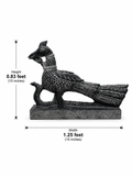 Hand-carved 0.83 ft Mayil Vahanam peacock sculpture in natural stone, product view 5 highlighting the carved form and details.
