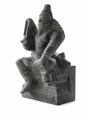 Hand-carved 1.25 ft Agastya Maharishi statue in natural stone, product view 3 highlighting the sage form and carved details.