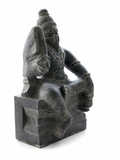 Hand-carved 1.25 ft Agastya Maharishi statue in natural stone, product view 4 highlighting the sage form and carved details.