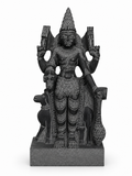 Hand-carved 1.25 ft Angaraka Bhagavan Navagraha statue in natural stone, product view 1 highlighting the planetary deity form and carved details.