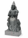 Hand-carved 1.25 ft Budha Bhagavan Navagraha statue in natural stone, product view 3 highlighting the planetary deity form and carved details.
